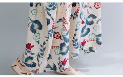 Pastoral Style Floral Loose Long Midi Dress