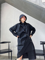 Solid Color Cropped Pleated Shirt Dress