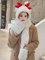 Lovely Antlers Solid One Piece Hat And Scarf