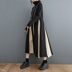 Knitted Striped Patchwork Midi Dress