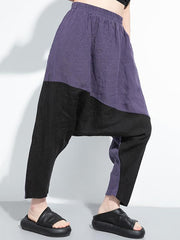 Contrast Color Splicing Casual Harem Pants