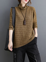 Women Turtleneck Solid Color Long Sleeve Sweater
