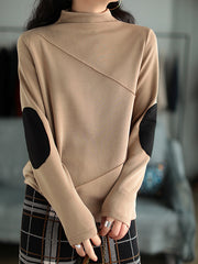 Women Stitching Loose Pullover Bottoming Shirt