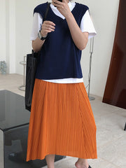 Original Irregularity Pleats Solid Skirt