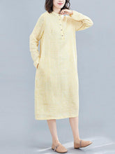 Loose Casual Plaid Midi Dress