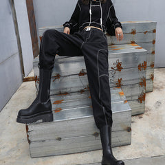 Black Solid Loose Harem Pants