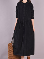 Retro Loose Single Breasted Midi Dress