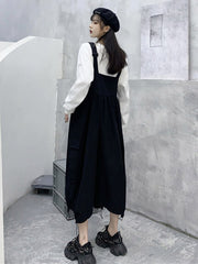 Loose Sleeveless Drawstring Strap Dress Pants