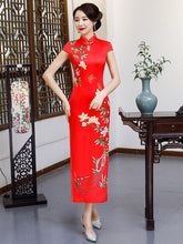 Vintage Floral Printed Silk Long Cheongsams