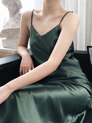 Original Solid V-Neck Suspender Dress