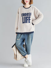 Women Letter Print Loose Casual Sweatshirt