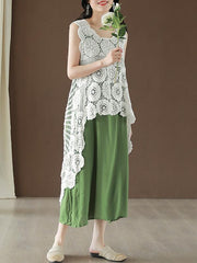 Hollow Out Cropped Long Vest