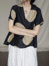 Retro V-neck Polka-dot T-shirt