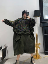 Women Camouflage Stitching Long Sleeve Dress