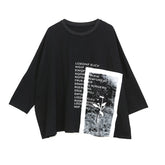Letter Printed Long Sleeves Loose T-Shirt