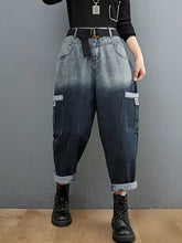 Gradient Color Plus Size Denim Harem Pants