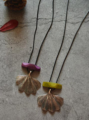 Vintage Silver Ginkgo Leaf Long Necklace