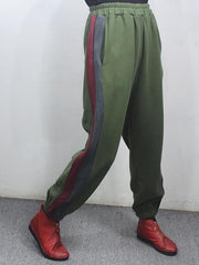 Loose Spliced Color Velvet Casual Pants
