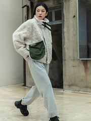 Simple Loose Color-Block Thicken Outwear