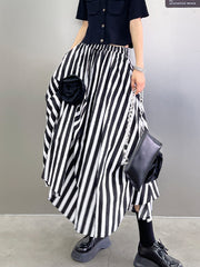 Urban High Waisted Applique Striped Floral Skirts