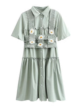 Solid Color Floral Vest Mini Dress