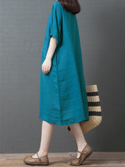 Loose Ramie Cotton Long Dress