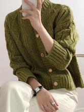 Casual Metal Button Knitting Sweater Tops