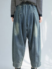 Women Retro Solid Color Loose Casual Pants