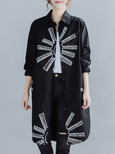 Lapel Printed Loose Long Sleeves Shirt Dress