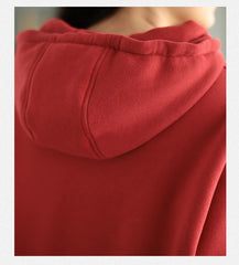 Plush Warm Back Zipper Hooded Sweatshirt