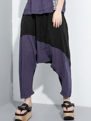 Contrast Color Splicing Casual Harem Pants