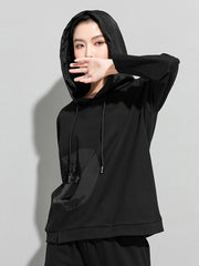 Women Hooded Stitching Long Sleeve T-Shirt