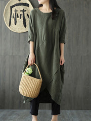 Simple Solid Color Irregular Loose Casual Dress