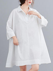 Original Solid V-Neck Shirt Dress