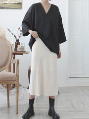 Loose V-Neck Satin Shirts