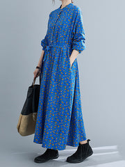 Women Casual Loose Collar Long Sleeve Dress