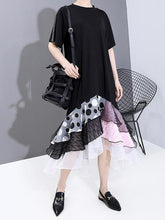 Cropped Mesh Falbala Splicing Dress