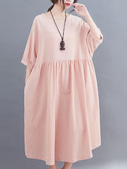 Original Solid Puff Sleeve Dress