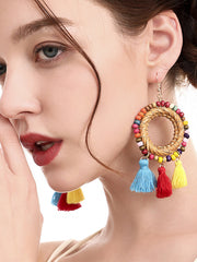 Bohemian Rattan Tassel Earrings