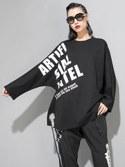 Casual Letter Printed Circular Hole Ribbon T-shirt