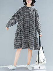Loose Comfortable Plaid Long Dress