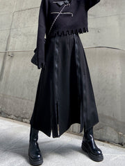 Women High Waist Stitching Irregular Zipper Skirt