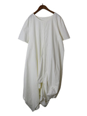 Round Neck Pleated Irregular Midi Dress