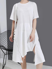 Simple Irregularity Solid Zipper Dress