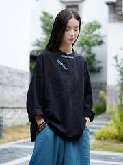 National Style Button Linen Shirt