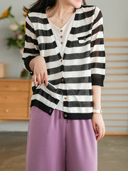 Vintage Holiday False Two Striped T-Shirt