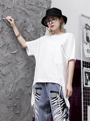 Loose Solid Color High-Low T-Shirt