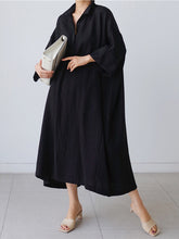 Loose Over The Knee Slim Bat Sleeve Retro Dress