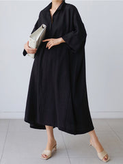 Loose Over The Knee Slim Bat Sleeve Retro Dress