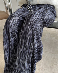 Tie-Dye Pressed Pleated High Waist Straight Tube Wide Leg Trousers